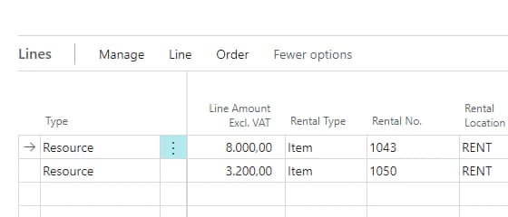 All rental items on a single Sales Order in Dynamics 365 Business Central