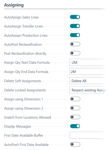Configuration of Assign Quantity in Dynamics 365 Business Central