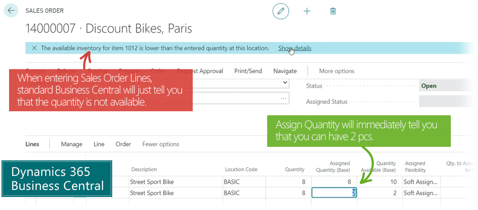 Assign Quantity for Microsoft Dynamics 365 Business Central