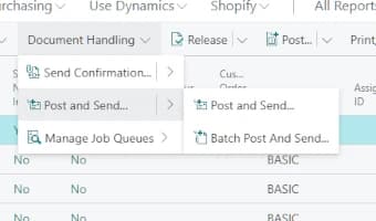 Registro y envío por lotes de pedidos en Dynamics 365 Business Central
