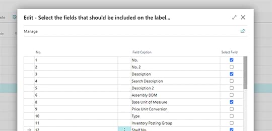 Create label data set in Dynamics 365 Business Central