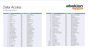 Tables included in Data Access