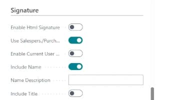 Plantillas de firma de correo electrónico en Dynamics 365 Business Central