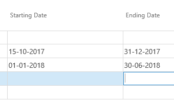 Start/end times for data