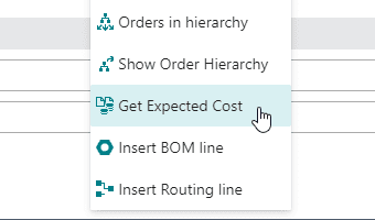 Expected Cost in item configuration in Dynamics 365 Business Central