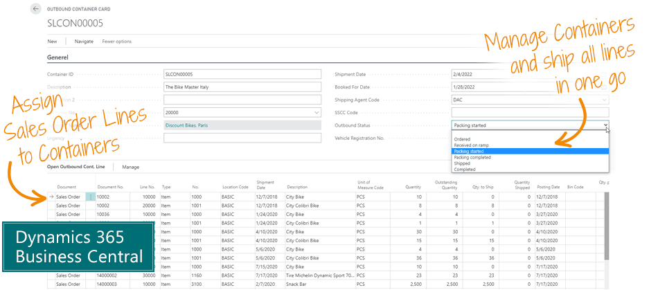 Manage Containers in Microsoft Dynamics 365 Business Central