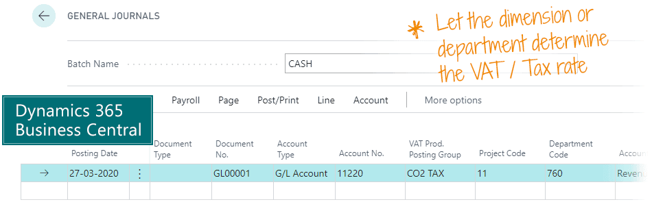 VAT / Tax rate per Dimension for Microsoft Dynamics 365 Business Central
