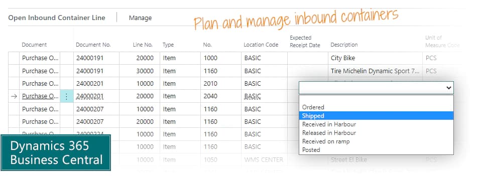 Manage Containers in Microsoft Dynamics 365 Business Central