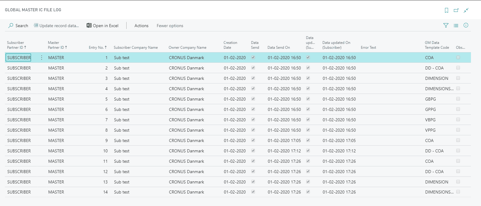 Global Master IC File Log in Dynamics 365 Business Central