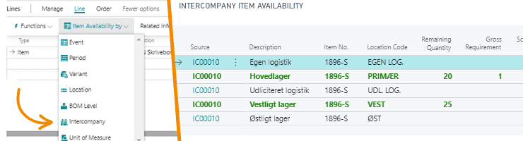 Inventory look-up across companies