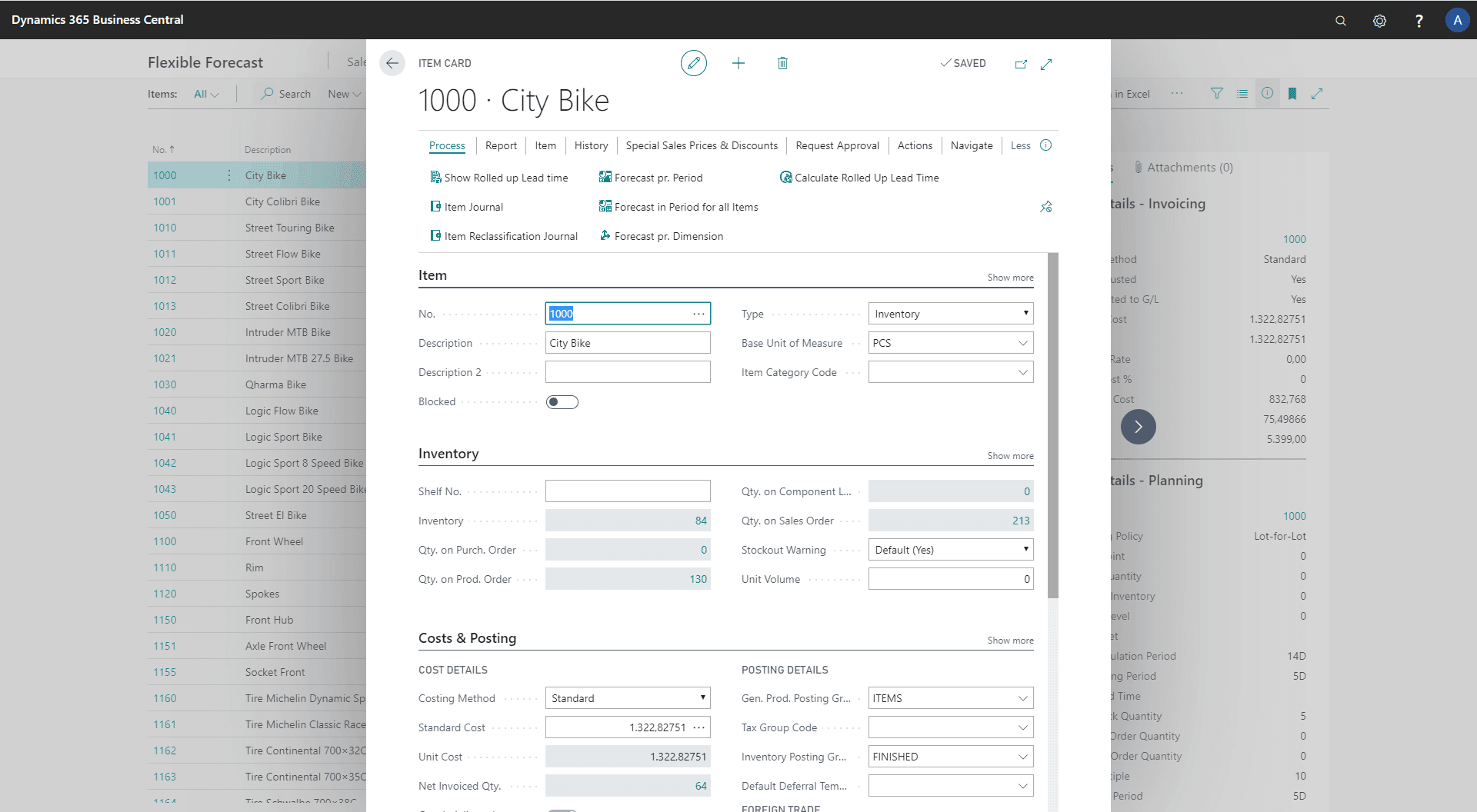 Flexible Forecast on the Item Card in Dynamics 365 Business Central