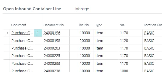 Overview lines on containers