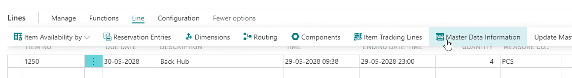 Master data in item hierarchies in Dynamics 365 Business Central