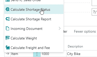 Calculate shortage on a Sales Order