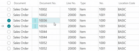 Select container on order lines
