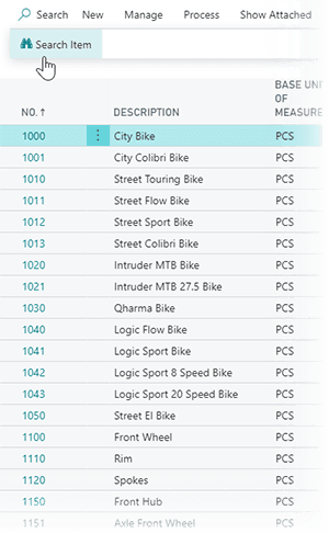 Search for Item Lines in Business Central
