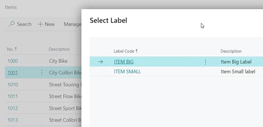 Print or trigger labels in Dynamics 365 Business Central