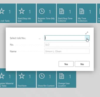 Register time and materials with a wizard