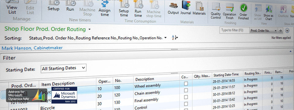 Shop Floor prod. order routing overview