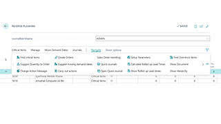 Actions in Planning in Dynamics 365 Business Central