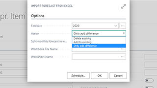 Exporting and importing forecasts from Excel in Dynamics 365 Business Central