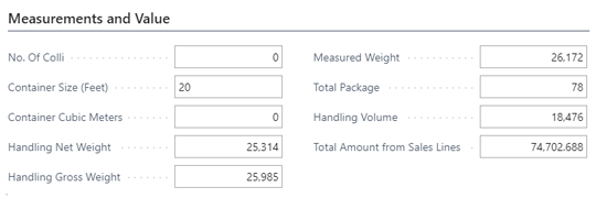 Volumen total y peso de los contenedores en Dynamics 365 Business Central
