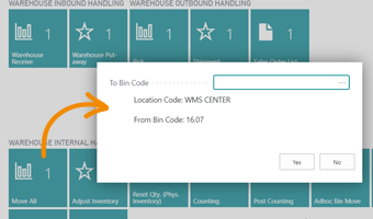 Move all items on a location with one scan in Dynamics 365 Business Central