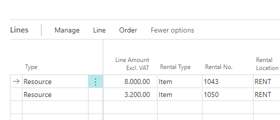 All rental items on a single Sales Order Dynamics 365 Business Central