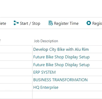 Start / stop time recording in Dynamics 365 Business Central