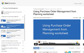 Watch 59 user guide videos about Purchase Order Management on Use Dynamics