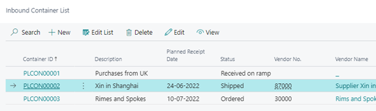 Inbound Container Management in Dynamics 365 Business Central